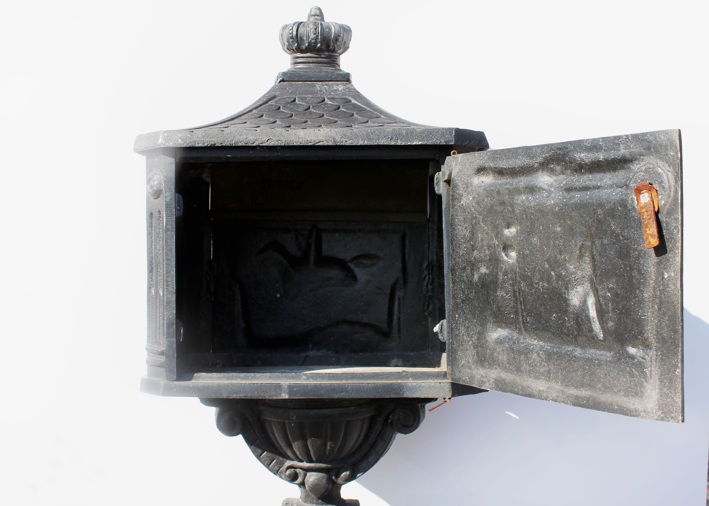 Vintage Cast Iron Mailbox on Pedestal Base