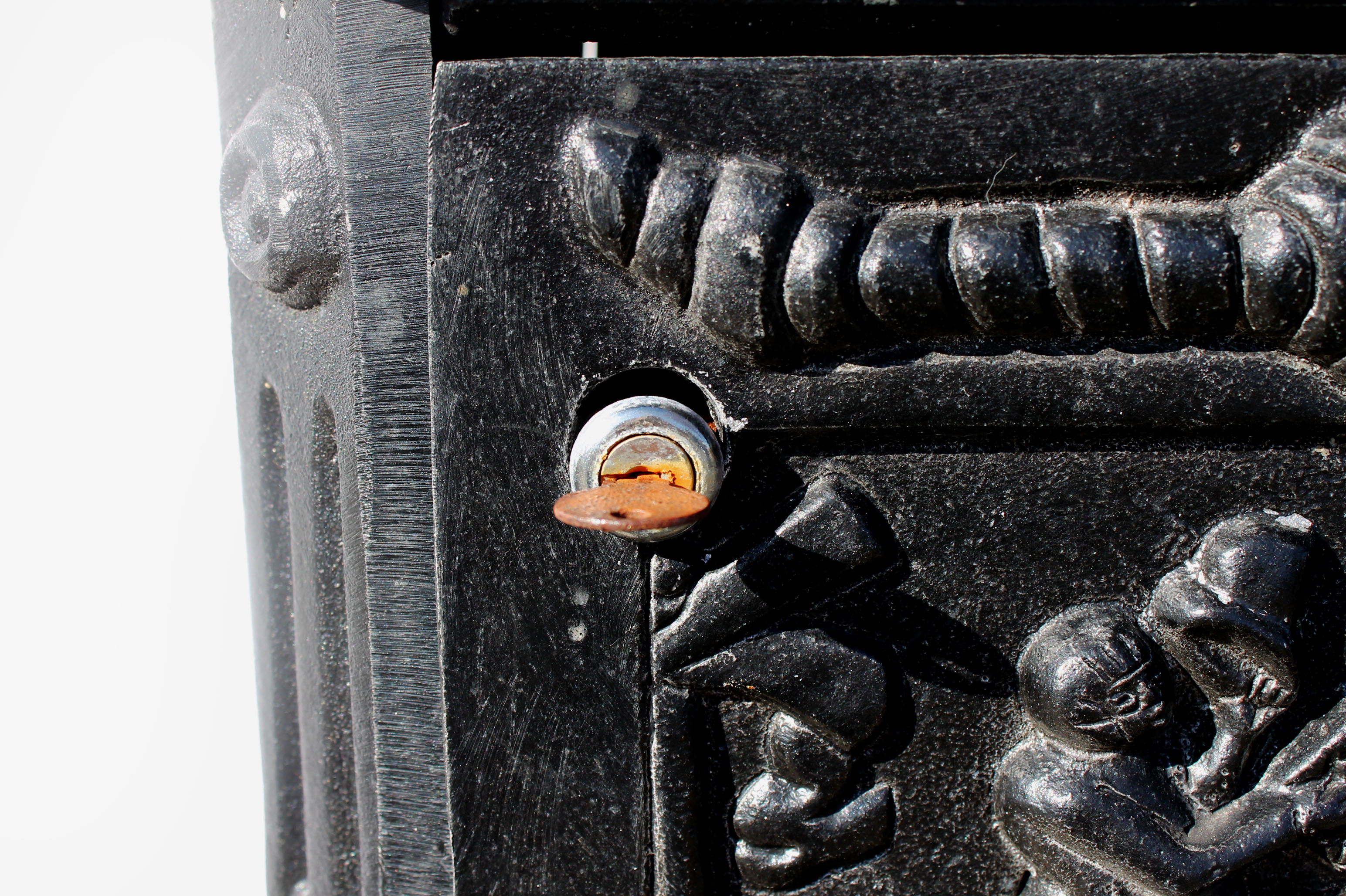 Vintage Cast Iron Mailbox on Pedestal Base