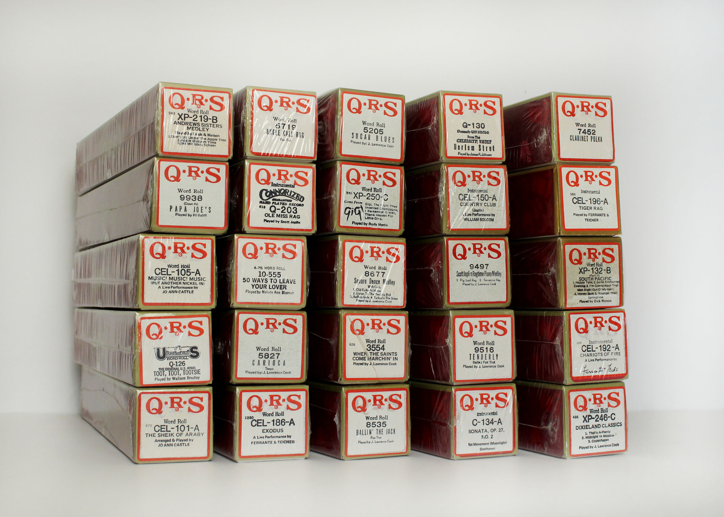 Collection of 25 QRS Piano Rolls for Player Pianos