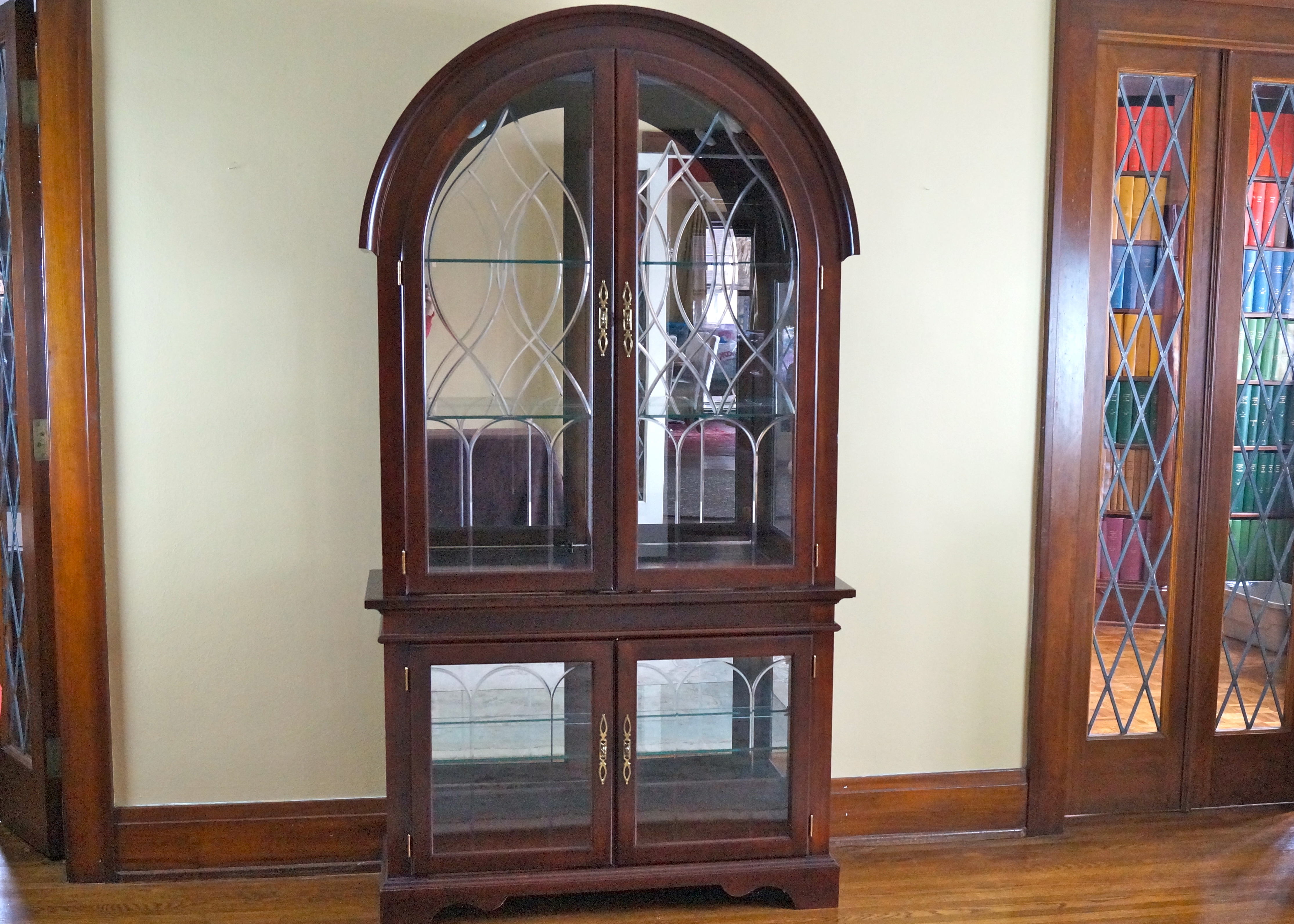 Philip Reinisch Cherry Finish Curio Cabinet with Beveled Glass