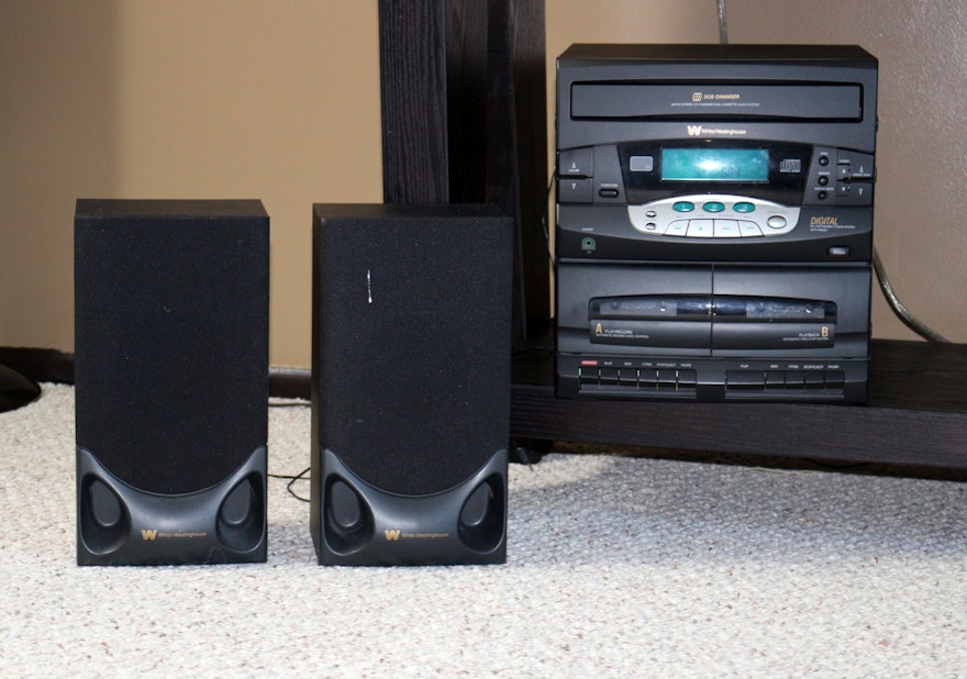 White-Westinghouse Stereo System and Two Speakers