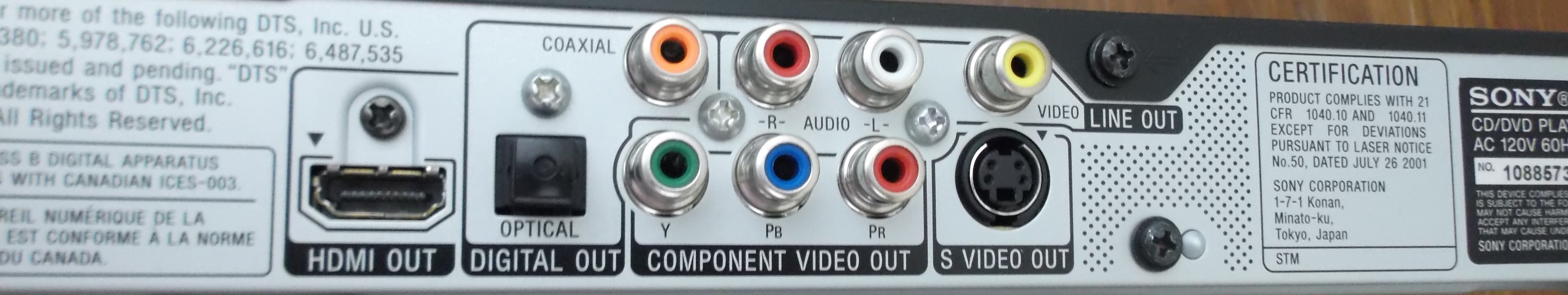 Sony DVD Player Model DVP-NS77H