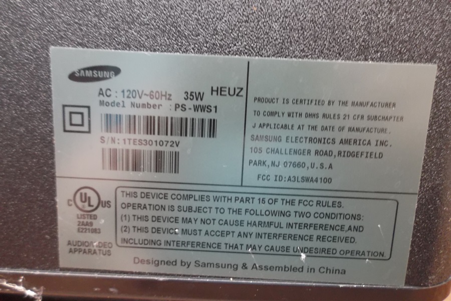 Samsung PS-WWS1 Active Powered Home Theater WIreless Subwoofer