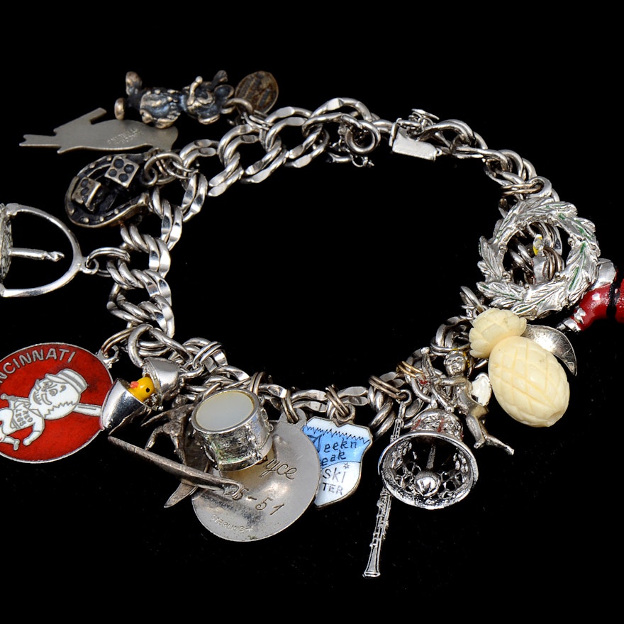 Vintage Sterling Silver Charm Bracelet