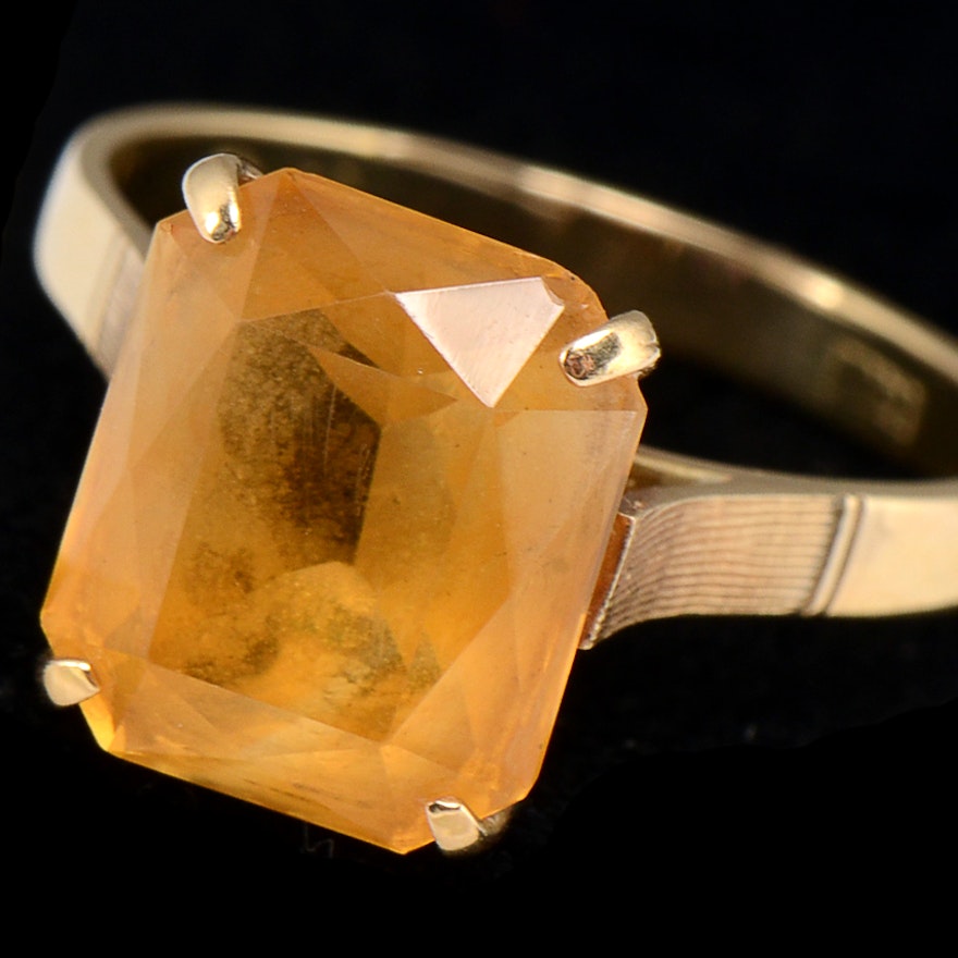 Vintage 14K Yellow Gold Citrine Ring