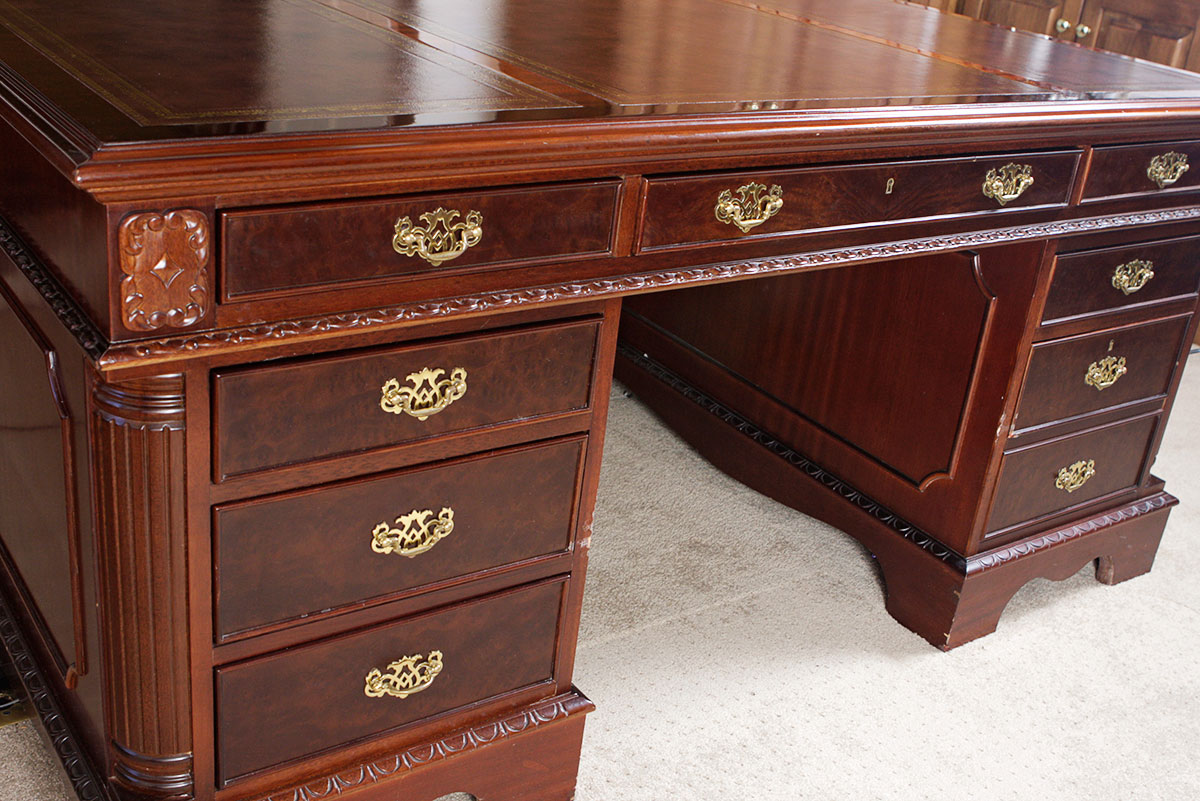 Large Mahogany Partners Desk
