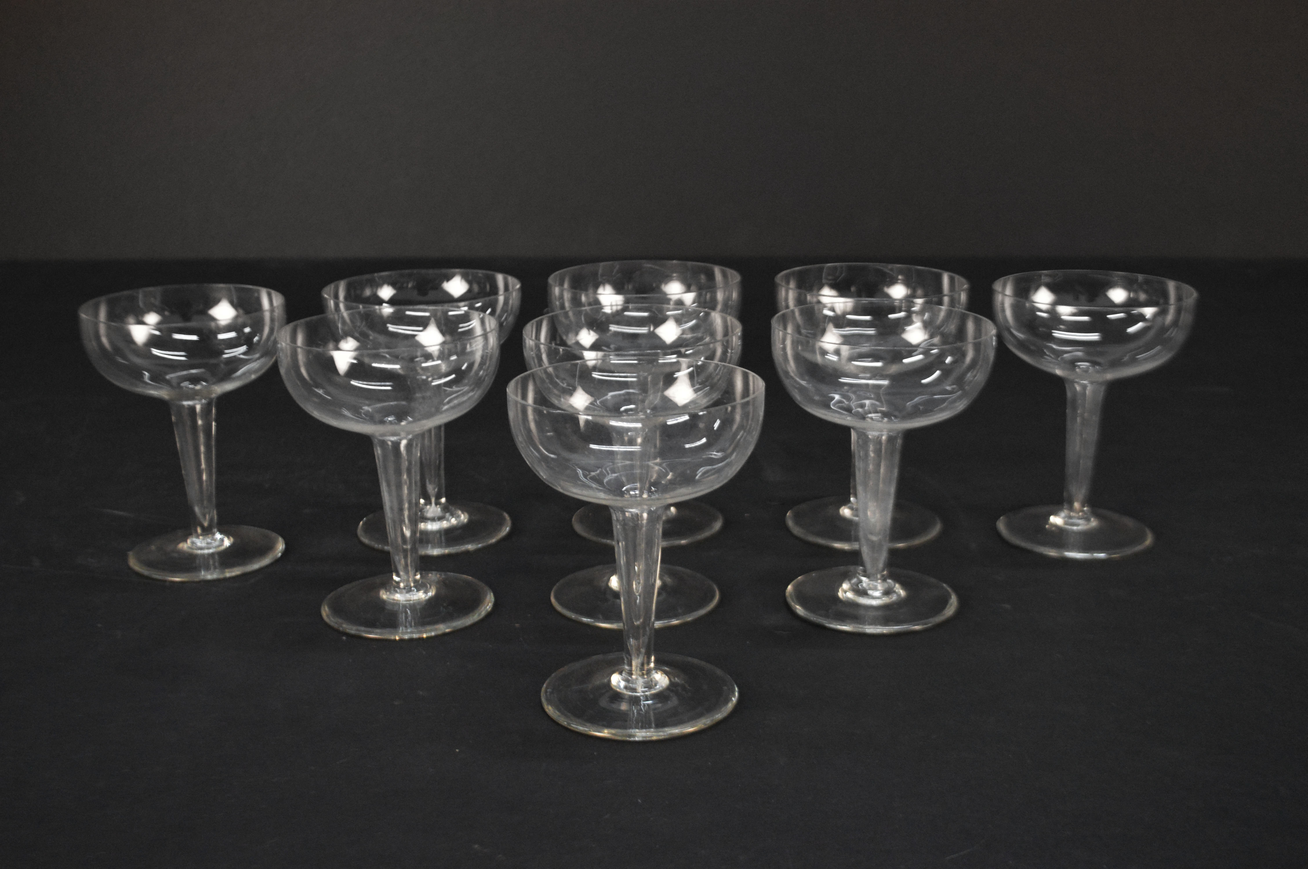 Set of Hollow Stemmed Crystal Champagne Glasses