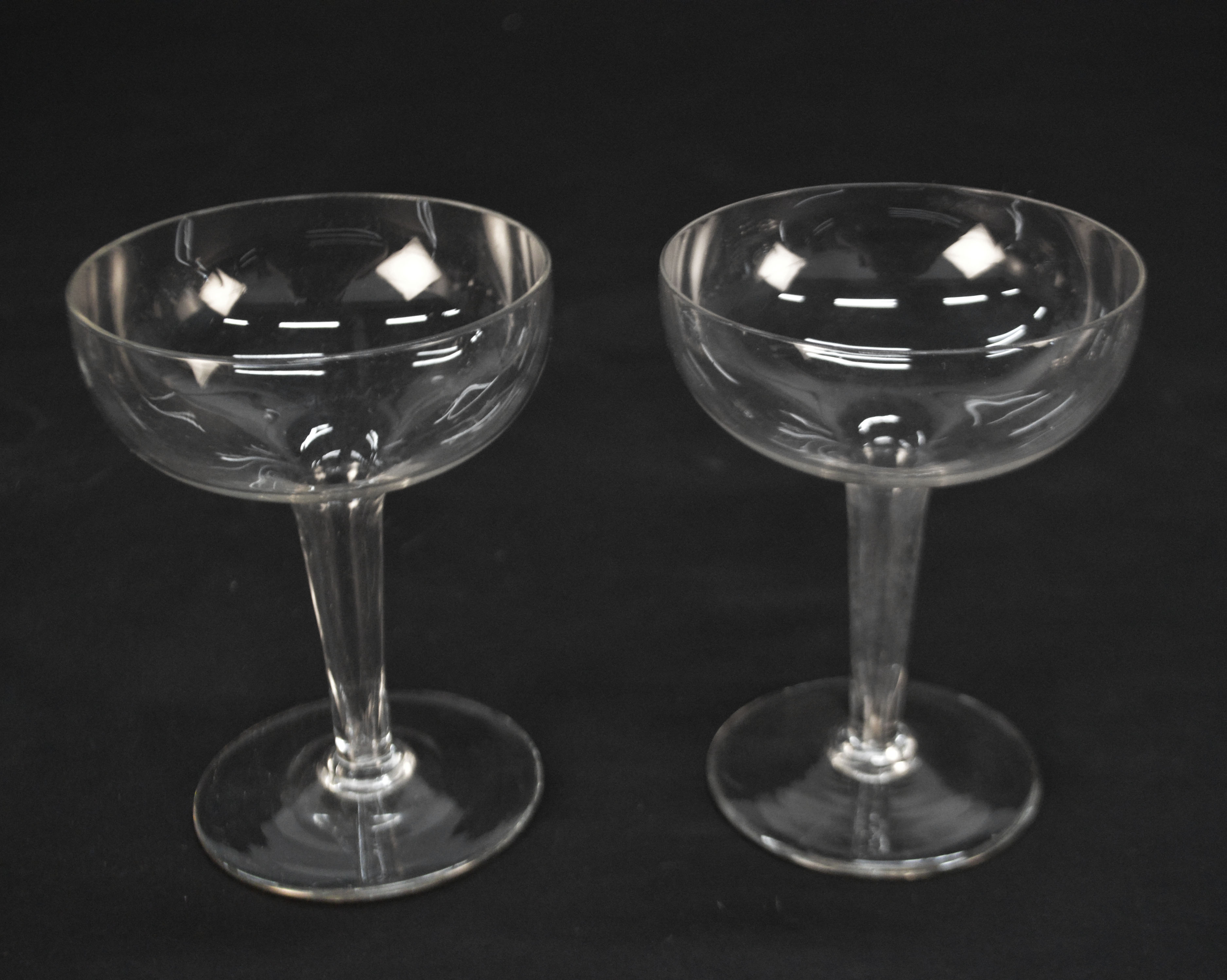 Set of Hollow Stemmed Crystal Champagne Glasses