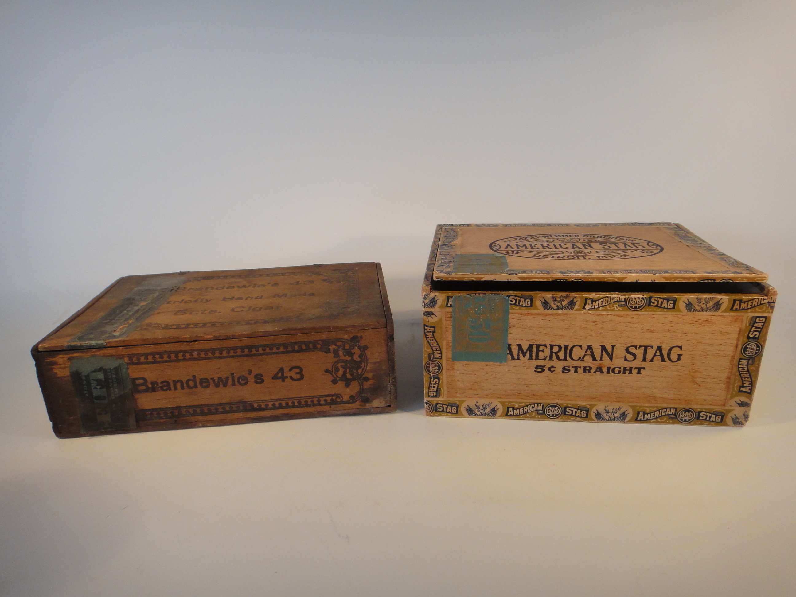 Vintage Brandewie's & American Stag Cigar Boxes