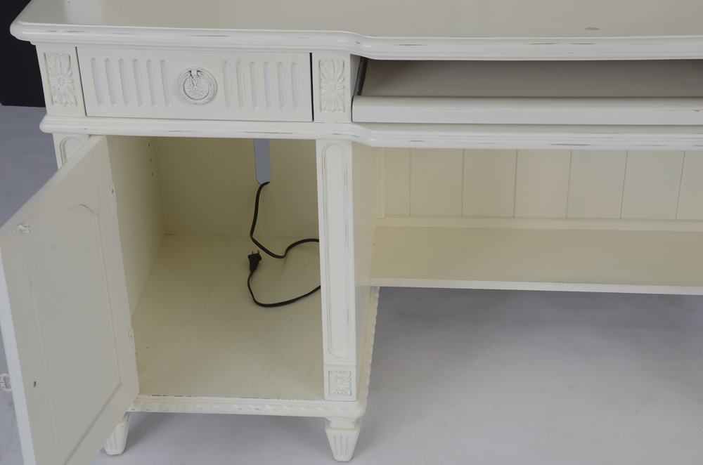 Thomasville Desk with Top Hutch and Oval Back Chair