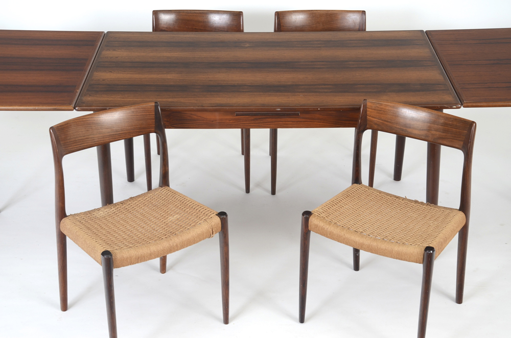 Danish Modern Table and Six Chairs