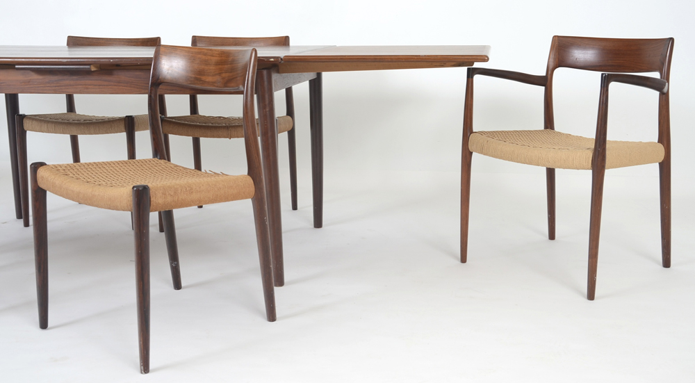 Danish Modern Table and Six Chairs