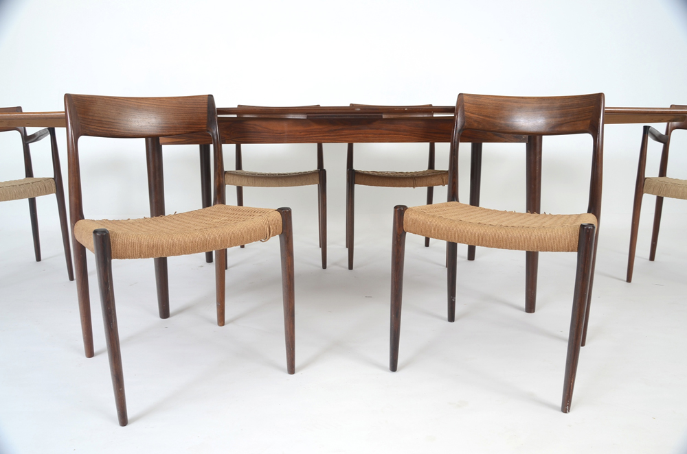 Danish Modern Table and Six Chairs
