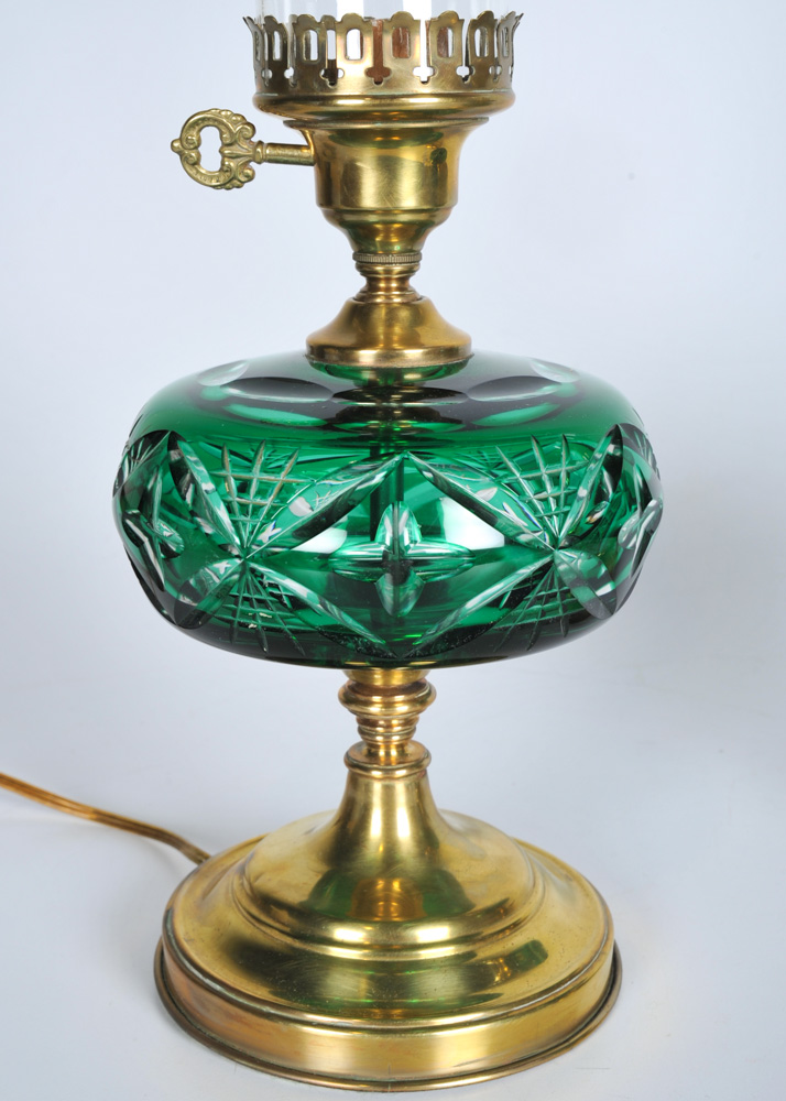Green Cut to Clear Crystal Lamps
