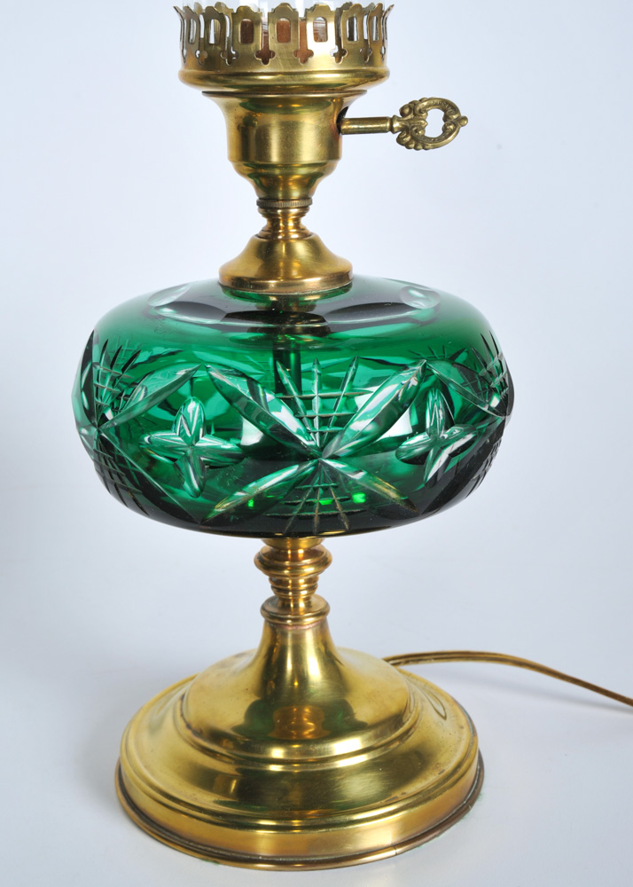 Green Cut to Clear Crystal Lamps