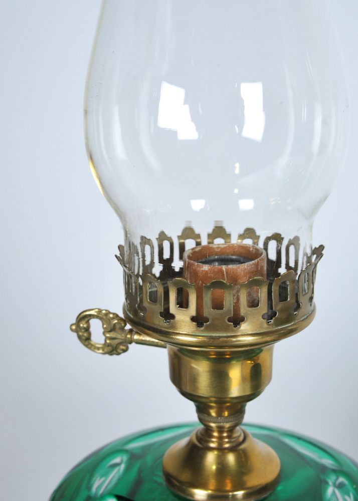 Green Cut to Clear Crystal Lamps