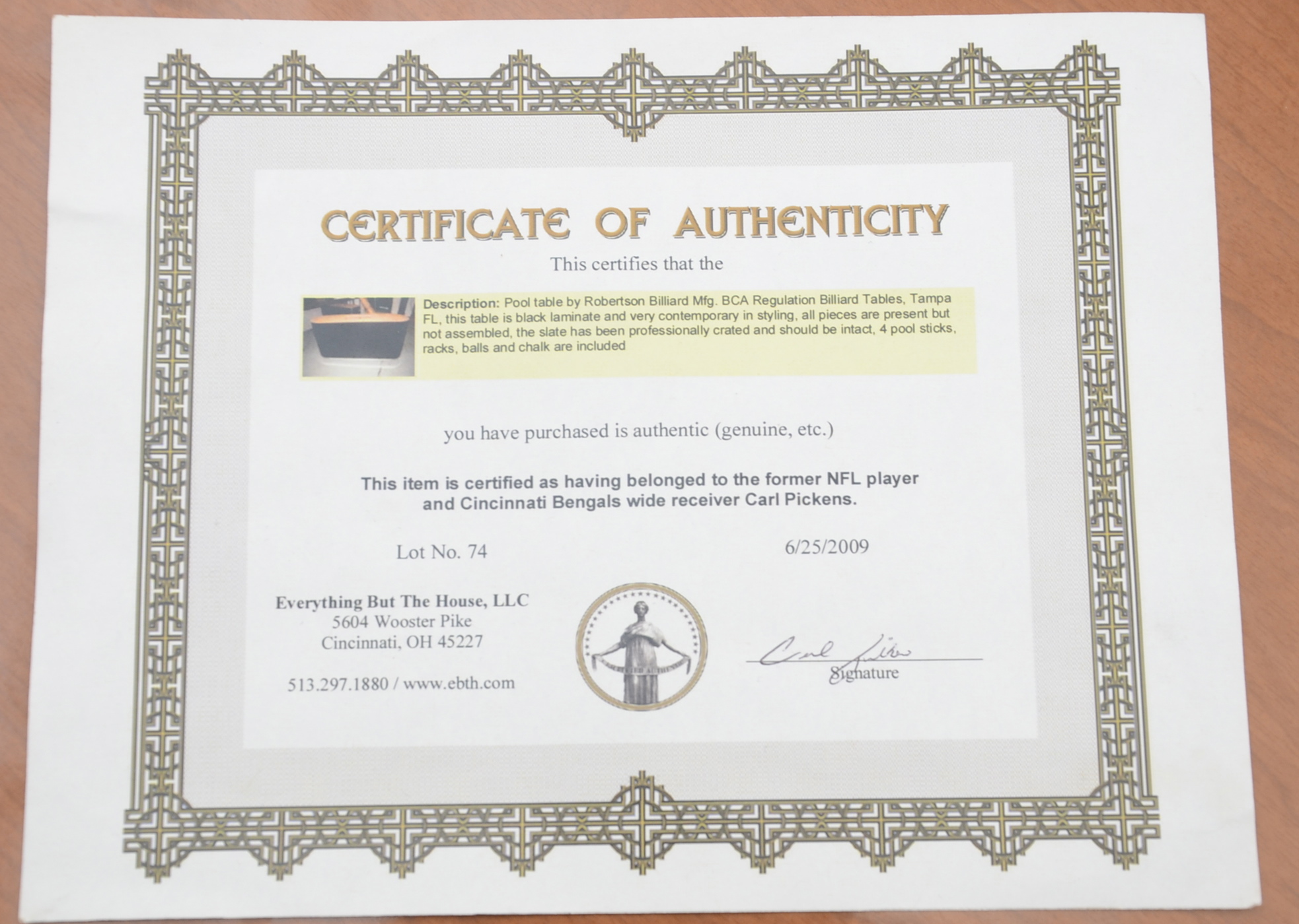 Robertson Billiard Table