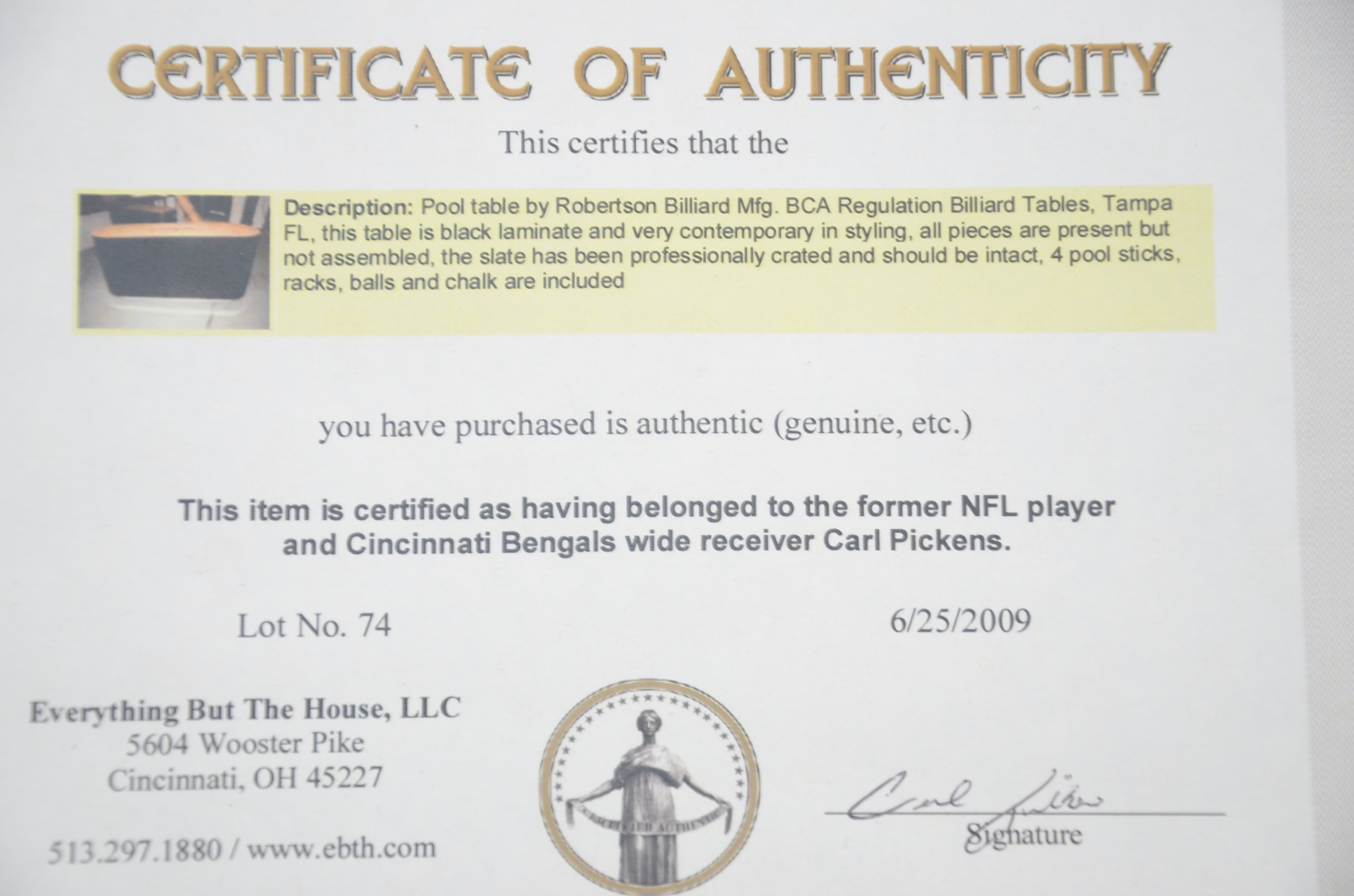 Robertson Billiard Table