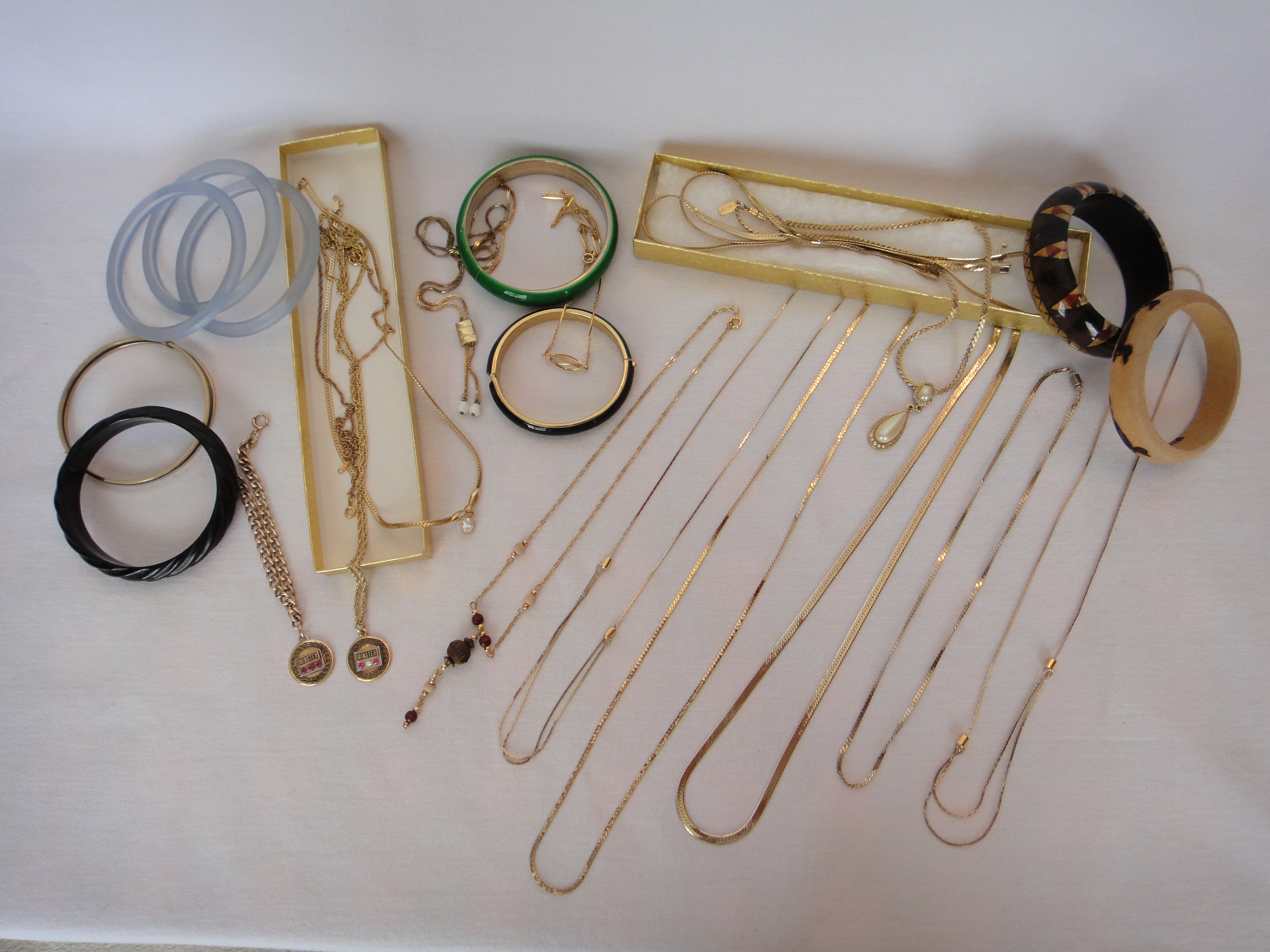Vintage Bangle Bracelets & Gold Tone Necklaces