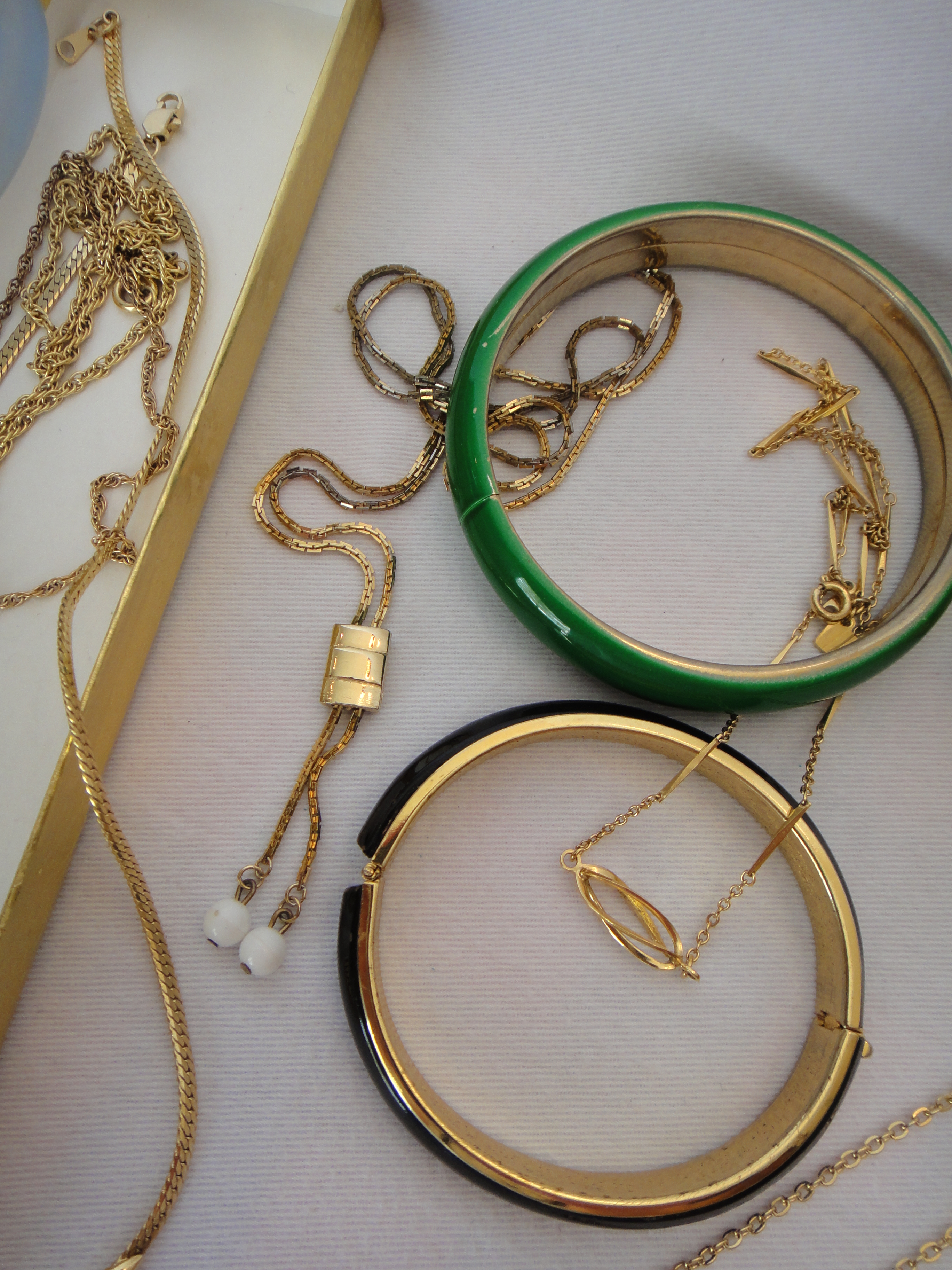 Vintage Bangle Bracelets & Gold Tone Necklaces