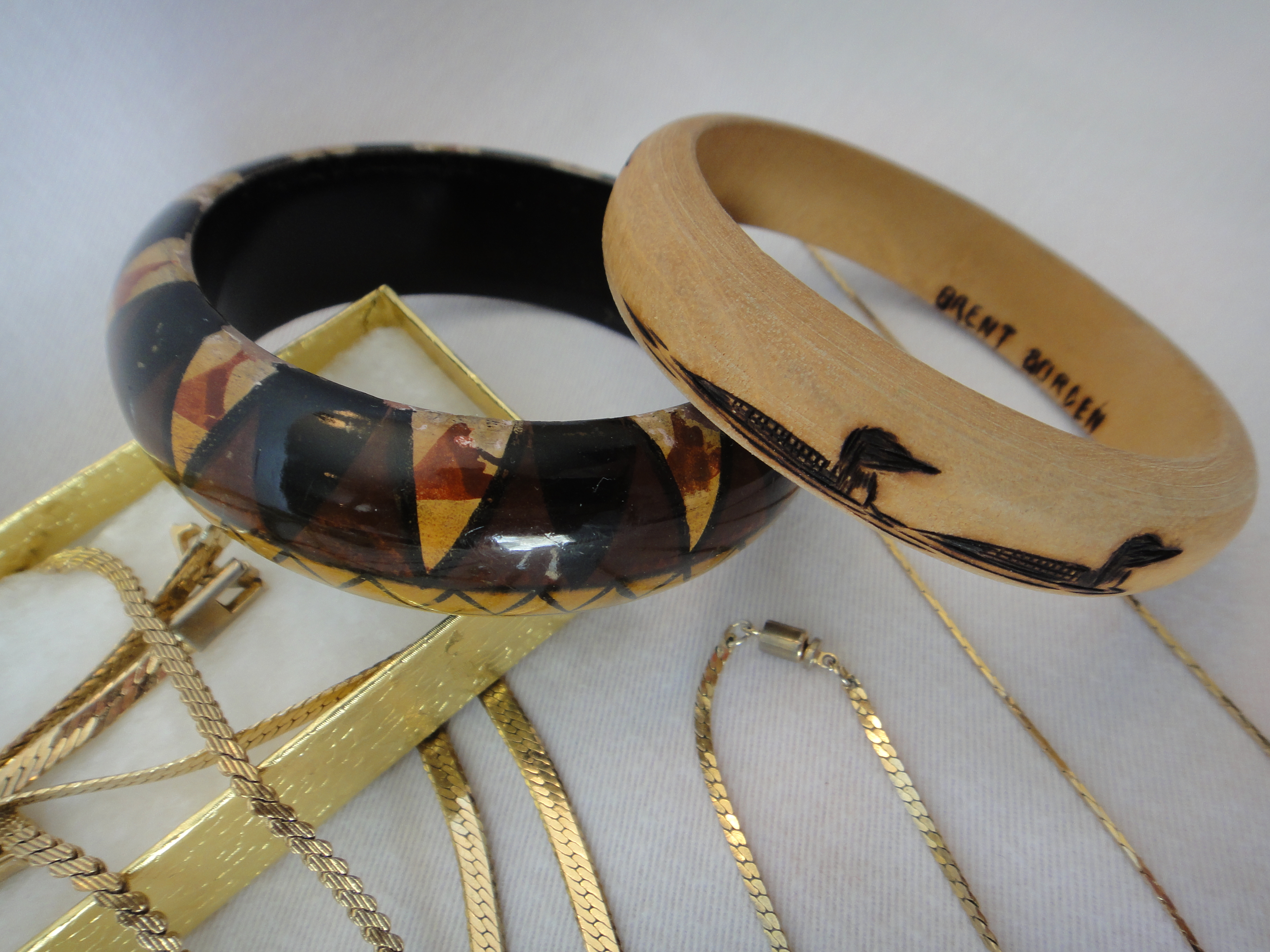 Vintage Bangle Bracelets & Gold Tone Necklaces