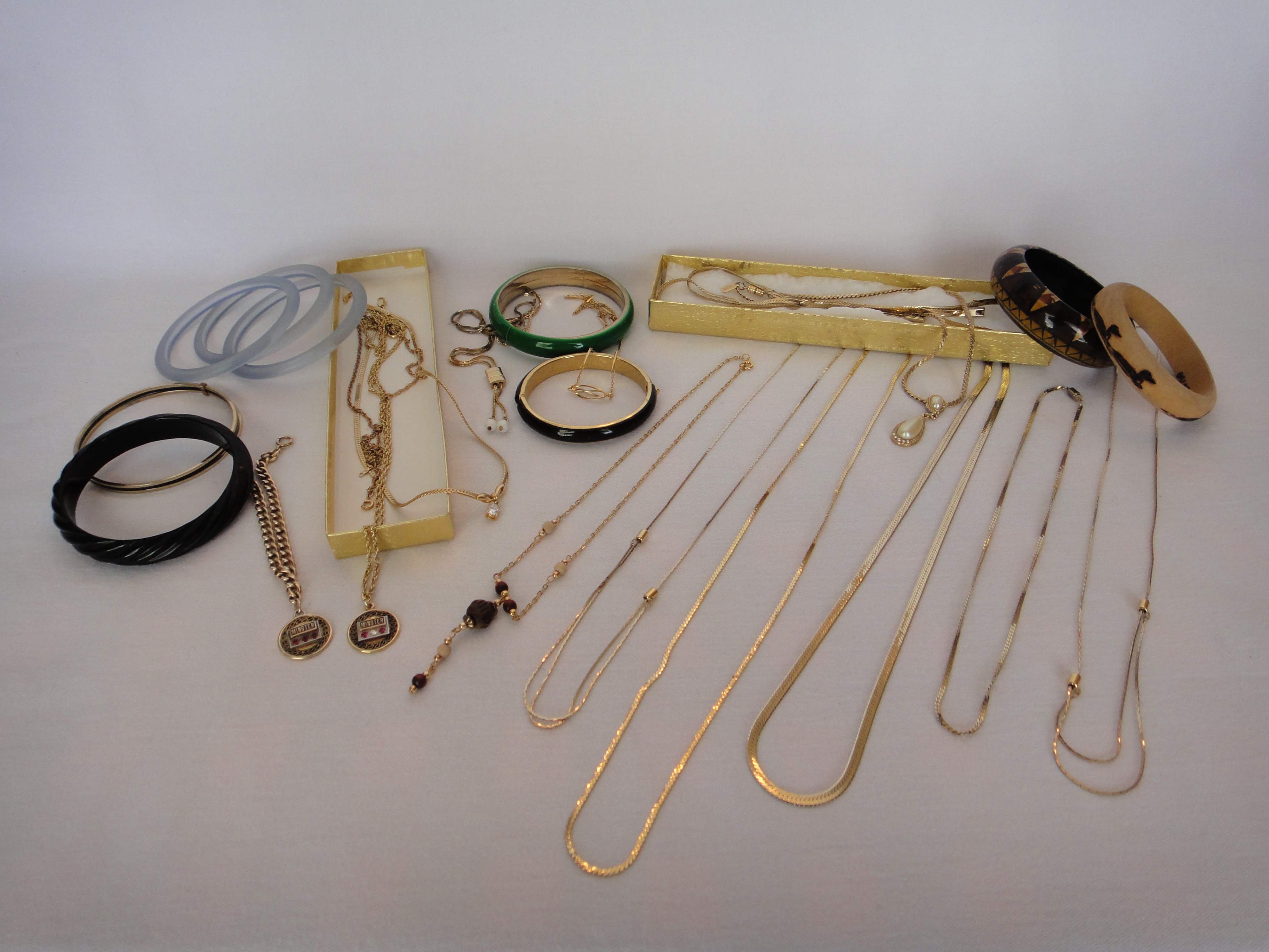 Vintage Bangle Bracelets & Gold Tone Necklaces