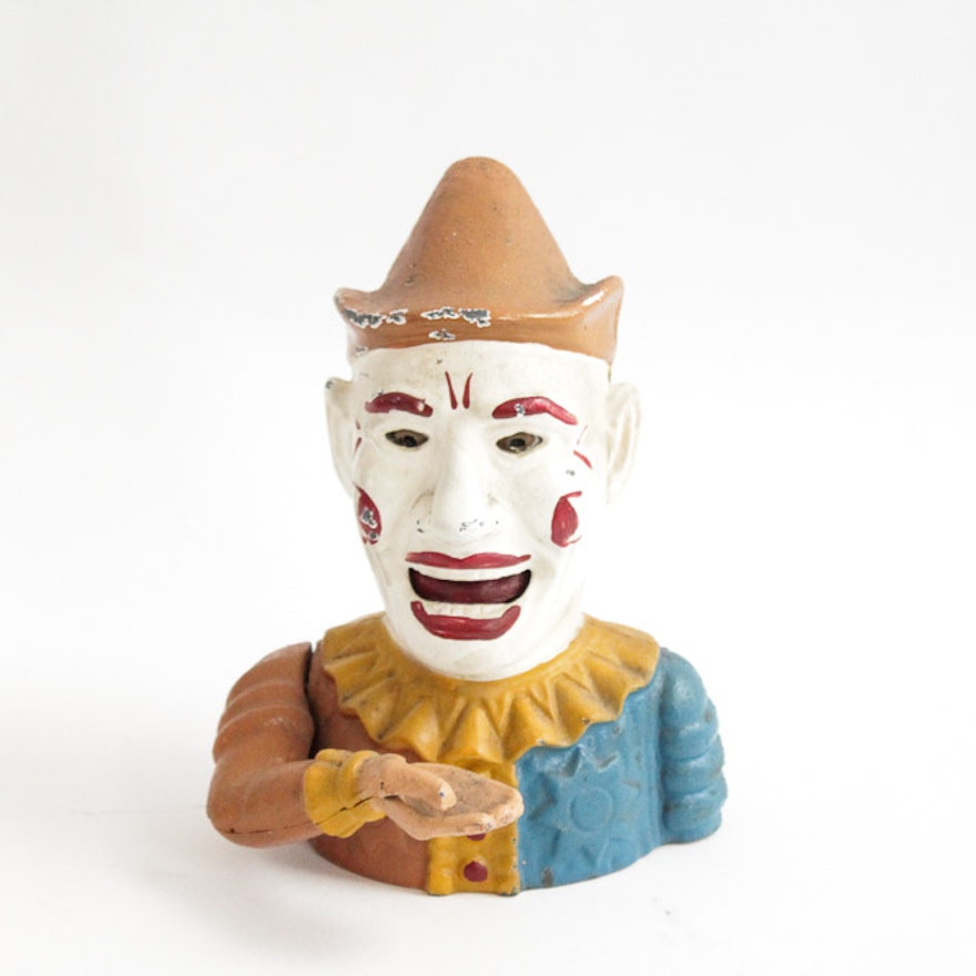 Cast Iron Clown Bank