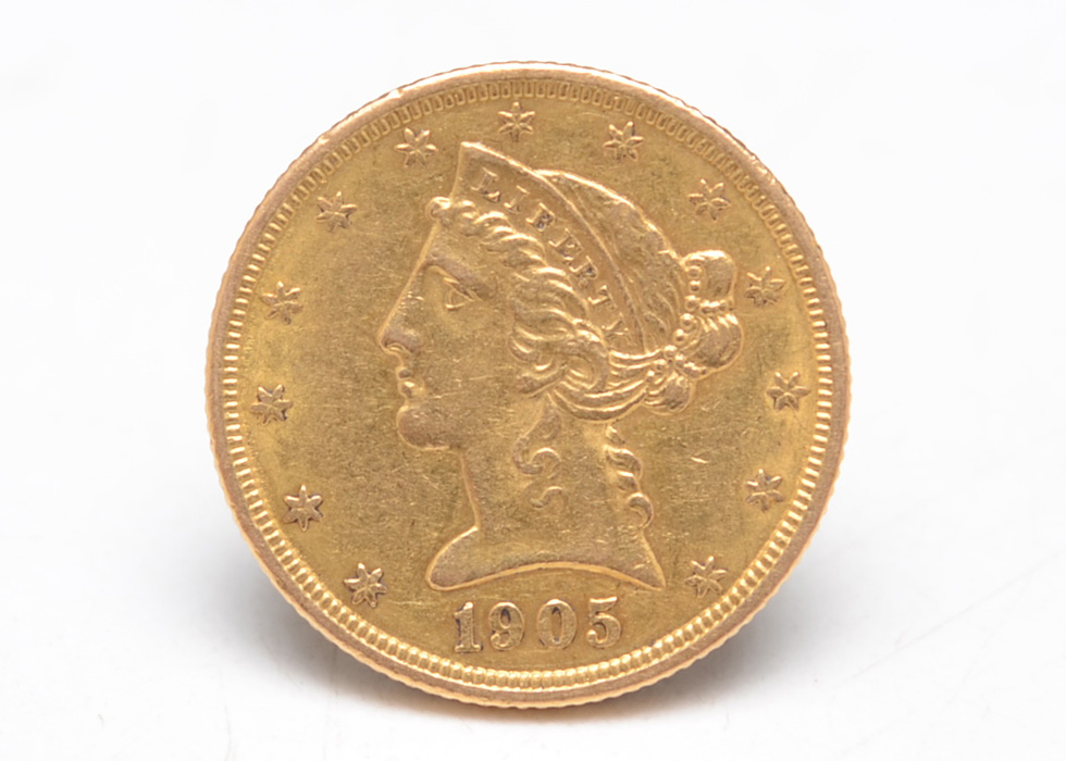A Rare 1905 Liberty Head $5 Gold Coin