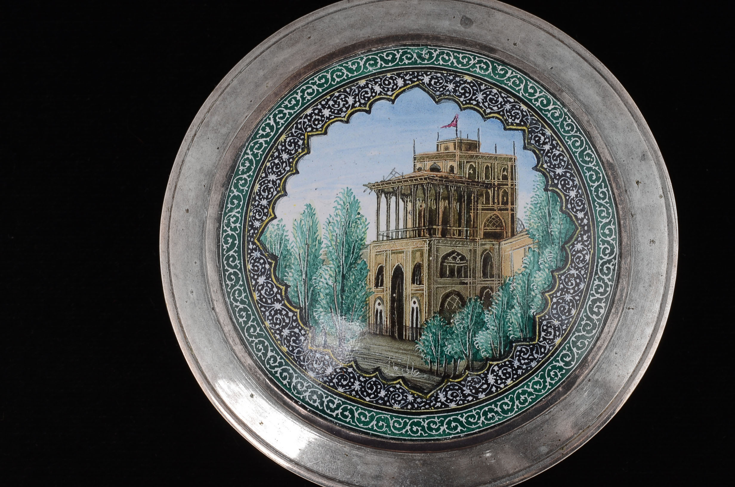 Persian Silver Box with Enamel Design to Lid