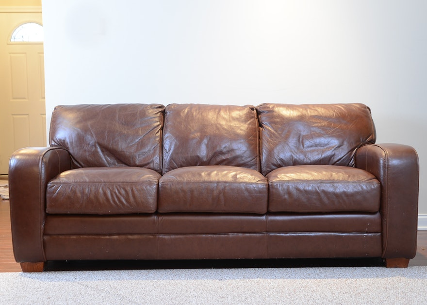 Plush Brown Leather Sofa