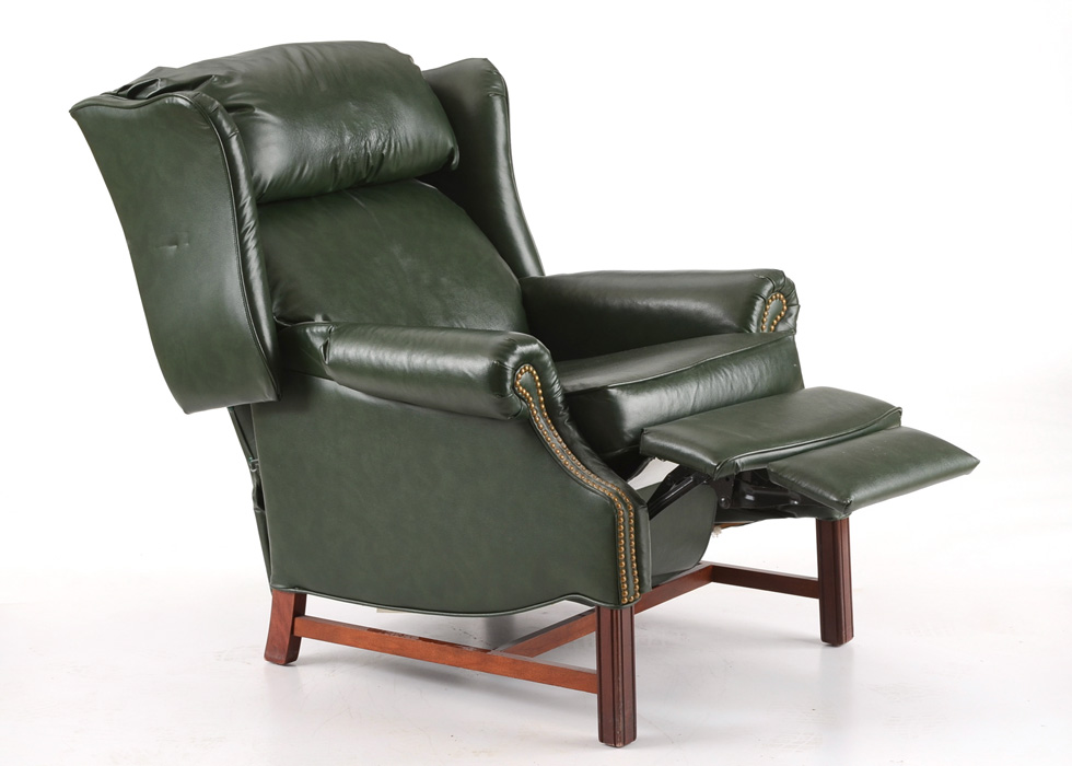 Lane Recliner in Green Leather