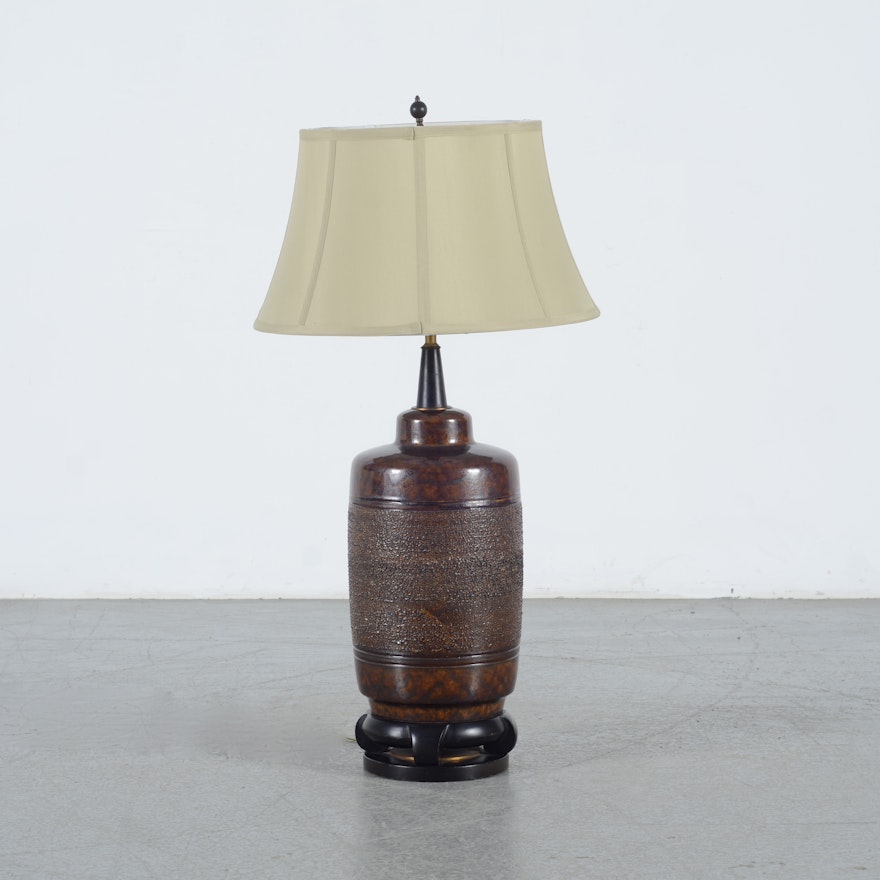 Mid Century Modern Brown Ceramic Lamp