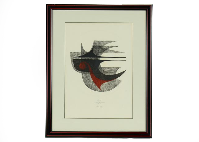 Limited Edition Fumio Fujita Abstract Woodblock Print 1966