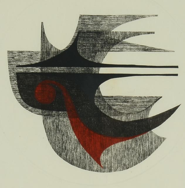 Limited Edition Fumio Fujita Abstract Woodblock Print 1966