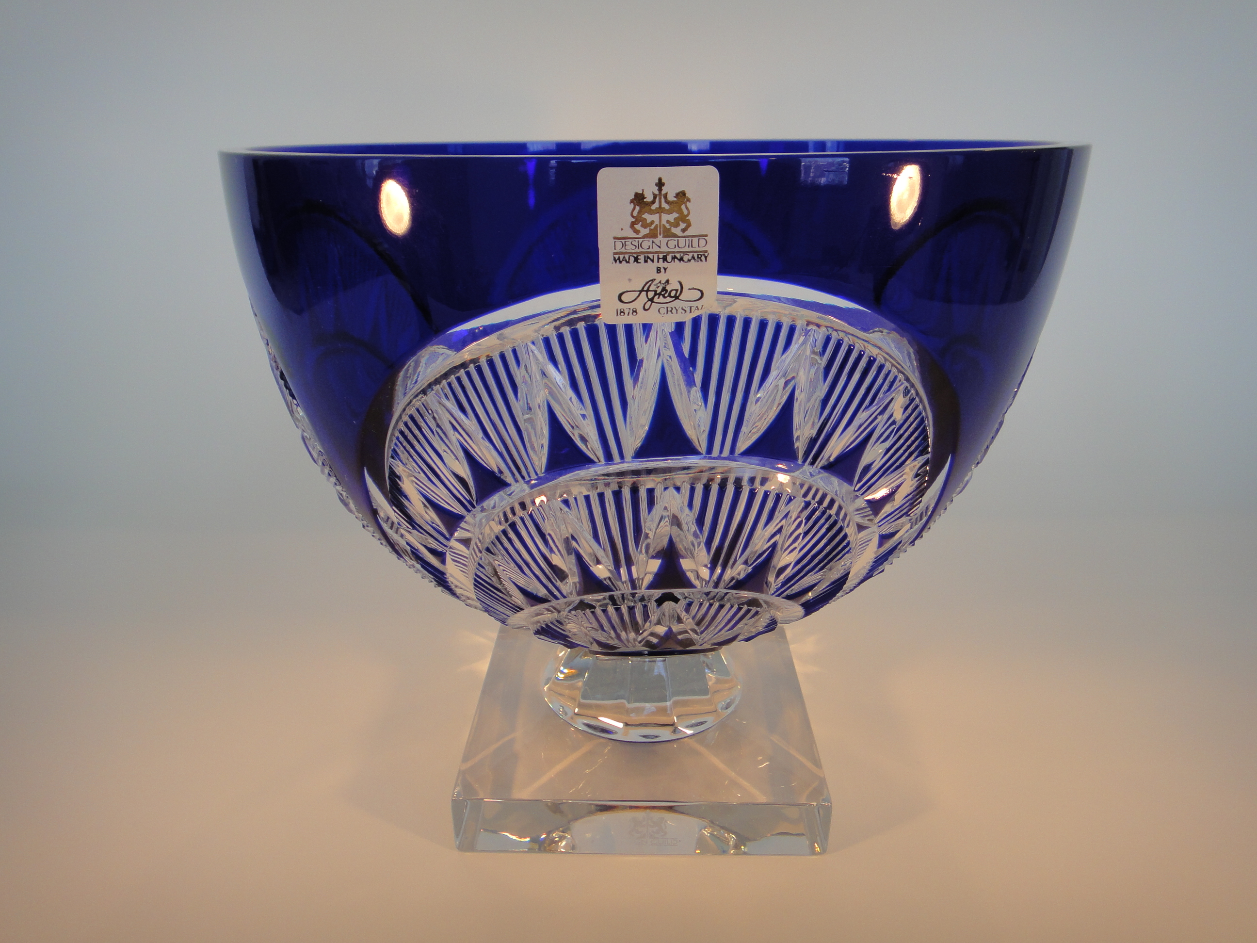 Ajka Design Guild Cobalt Cut Crystal Large Bowl