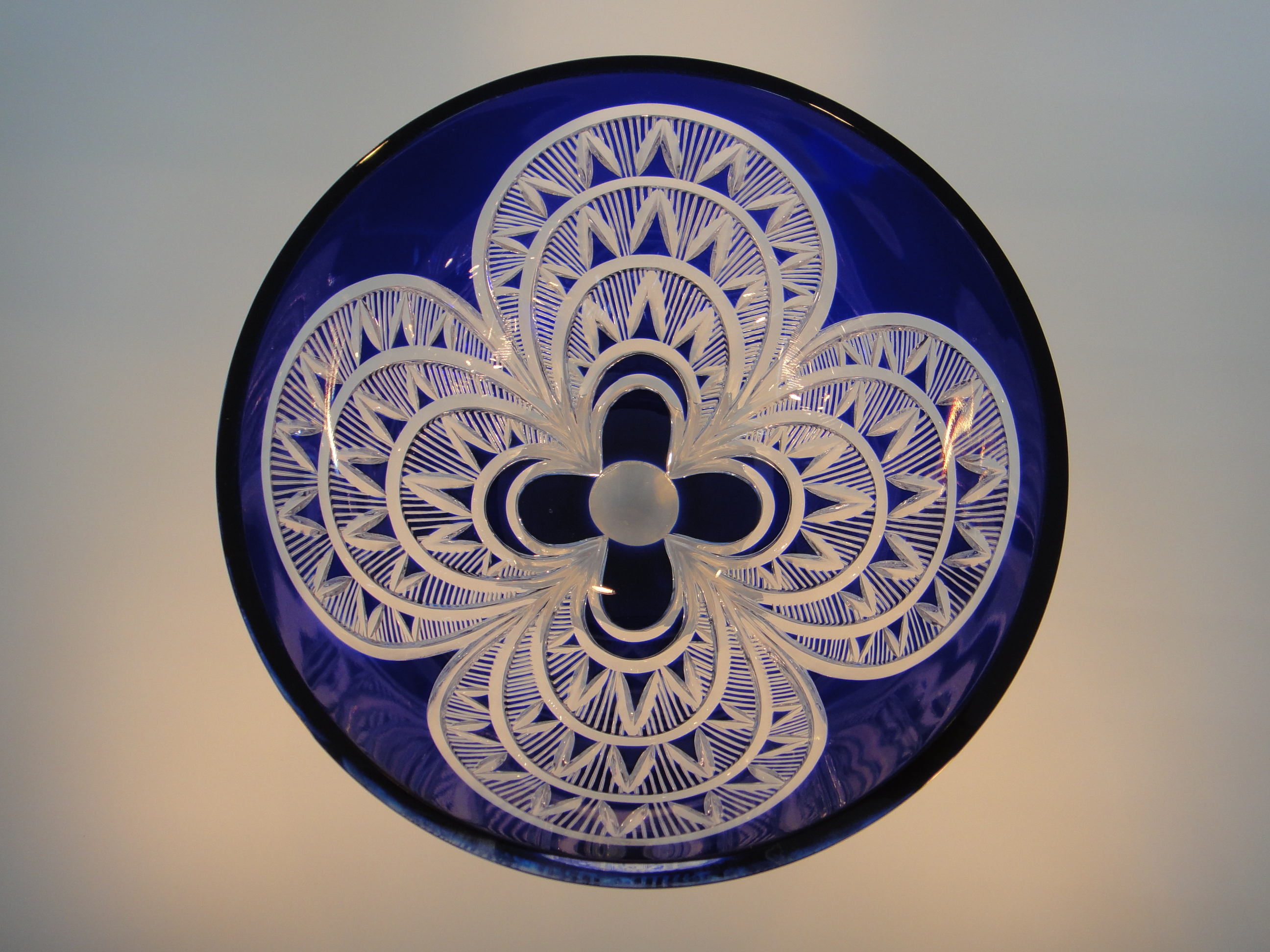 Ajka Design Guild Cobalt Cut Crystal Large Bowl