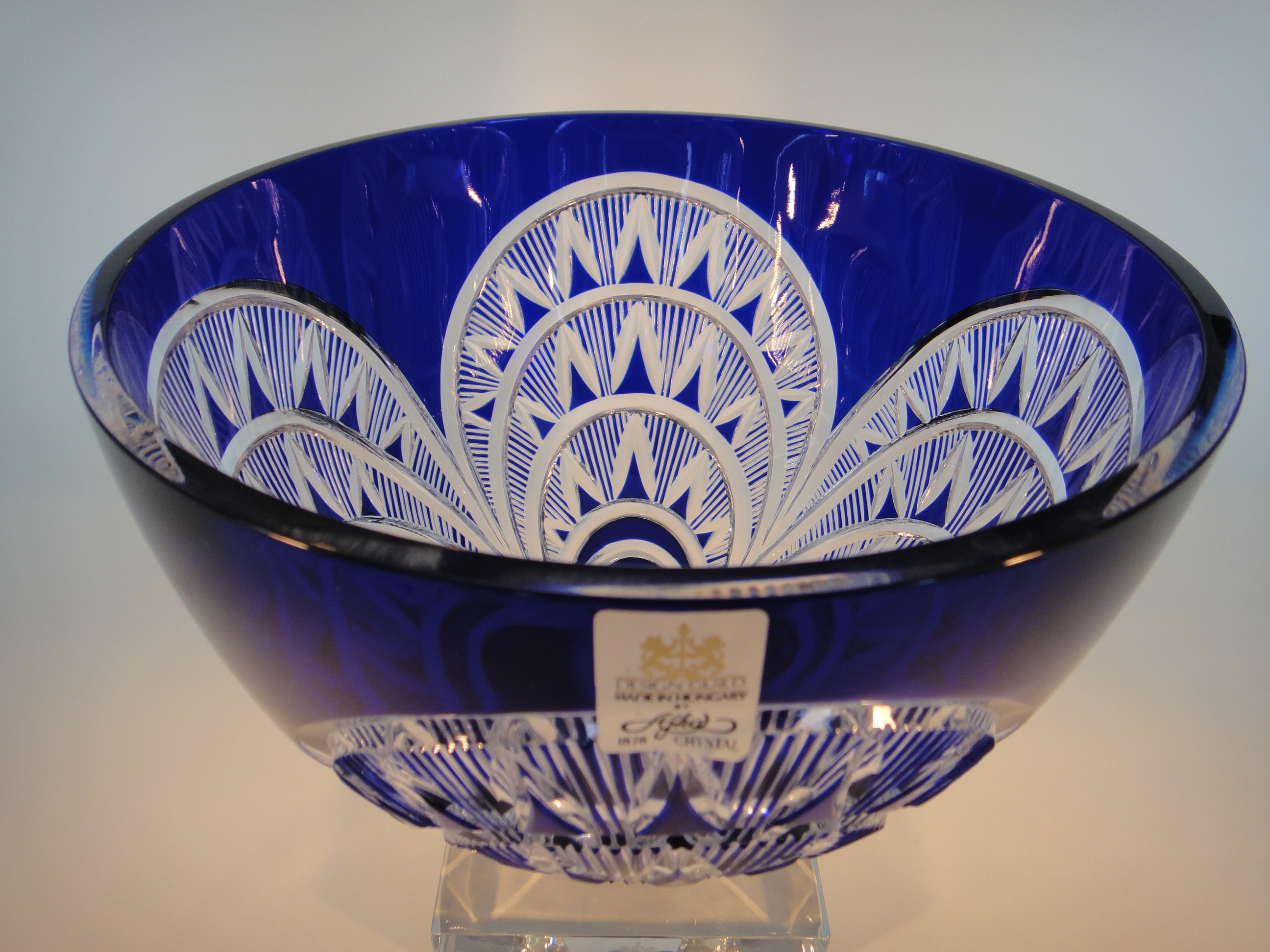 Ajka Design Guild Cobalt Cut Crystal Large Bowl