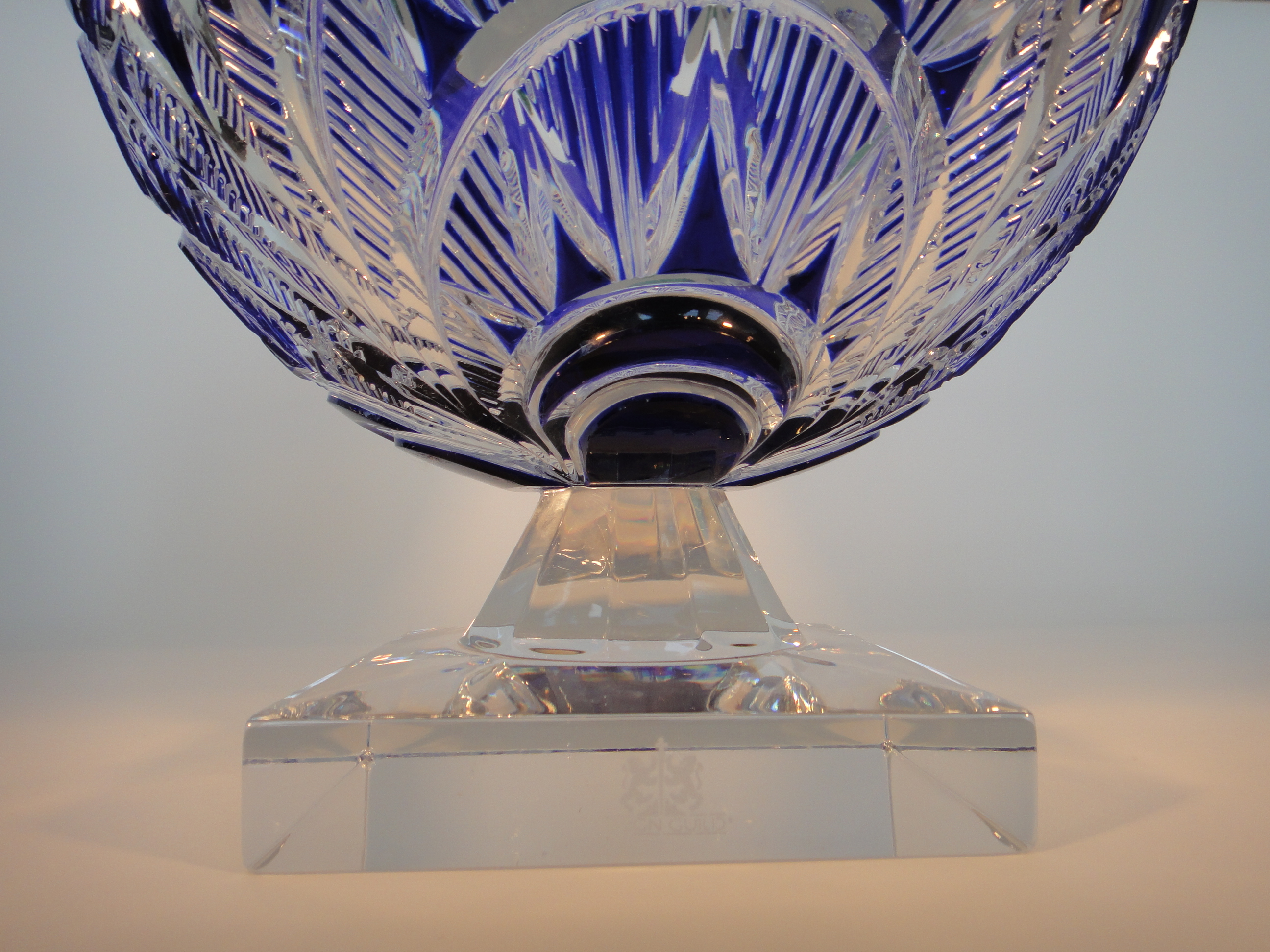 Ajka Design Guild Cobalt Cut Crystal Large Bowl
