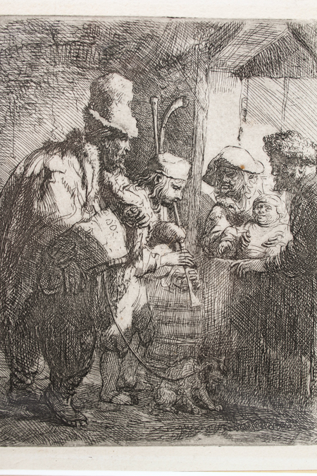 Rembrandt Etching "The Strolling Musicians"