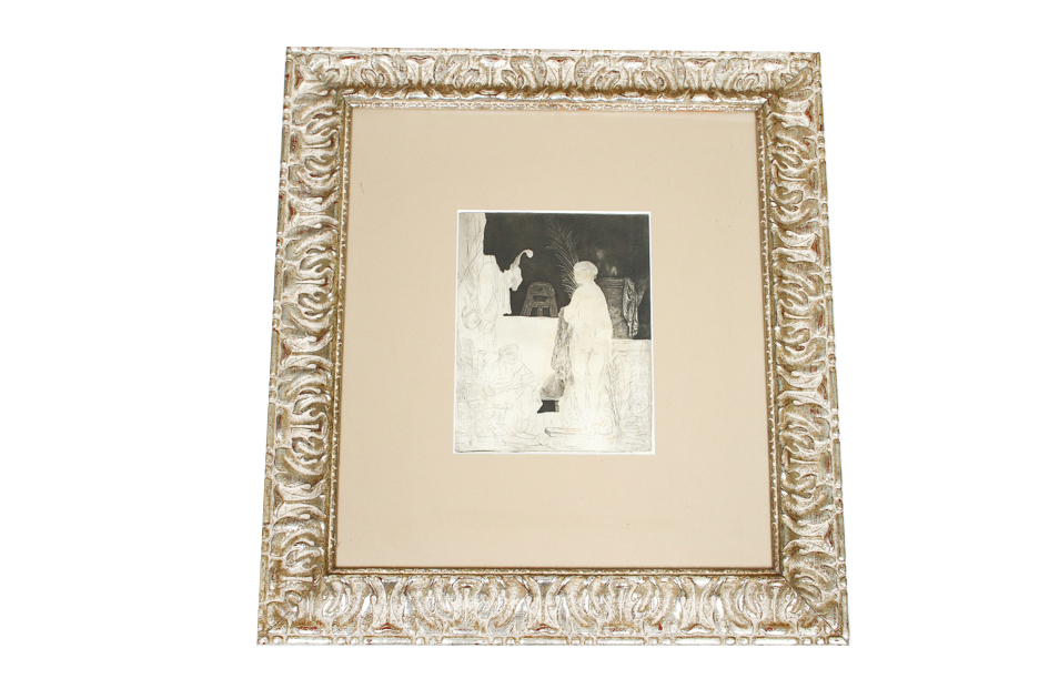 Rembrandt Etching "The Artist Drawing from a Model" 1639