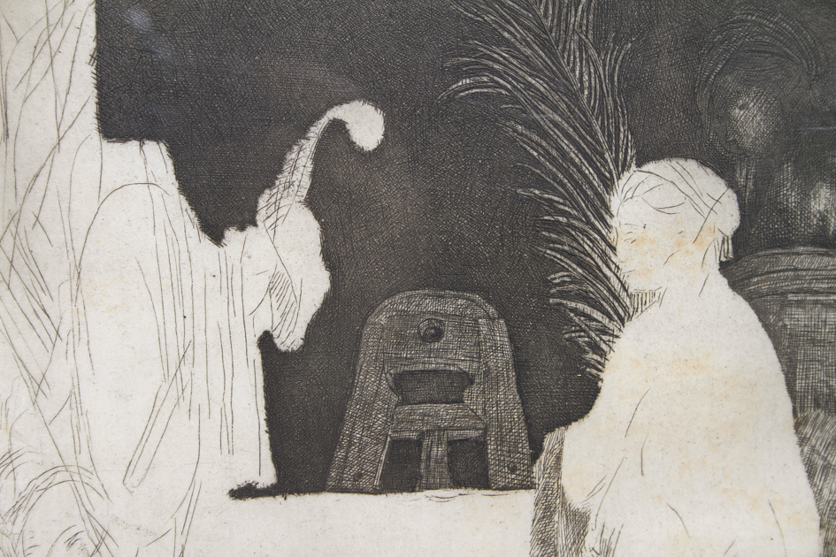 Rembrandt Etching "The Artist Drawing from a Model" 1639