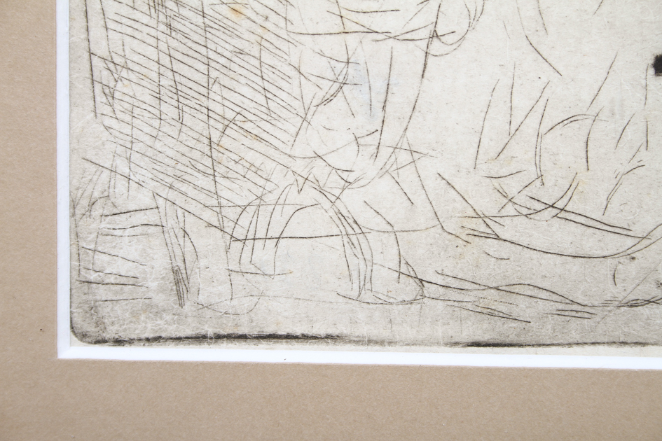 Rembrandt Etching "The Artist Drawing from a Model" 1639