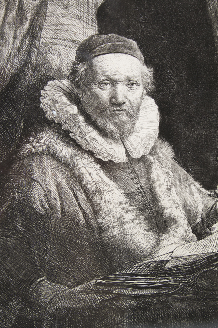 Rembrandt Etching "Portrait of Jan Uytenbogaert"