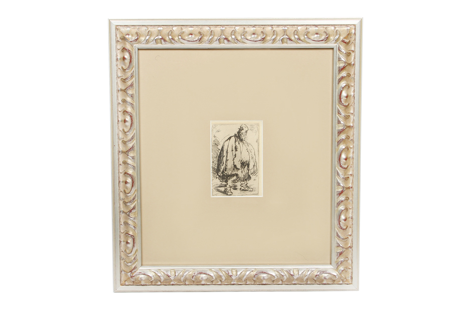 After Rembrandt Etching "Stout Man in a Large Cloak"