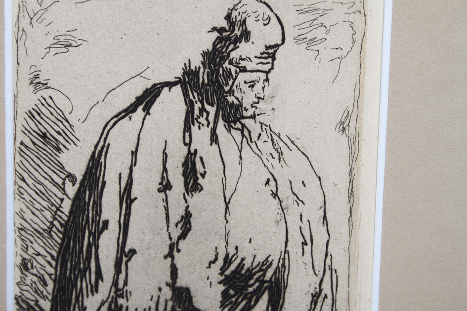 After Rembrandt Etching "Stout Man in a Large Cloak"