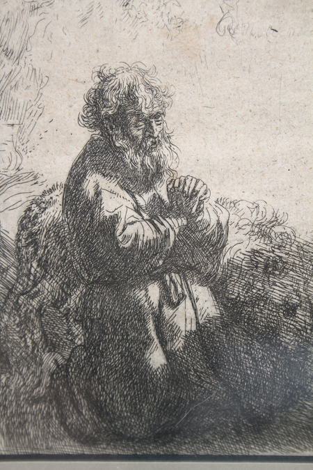 Rembrandt Etching "St. Jerome, Kneeling in Prayer"