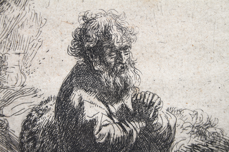 Rembrandt Etching "St. Jerome, Kneeling in Prayer"