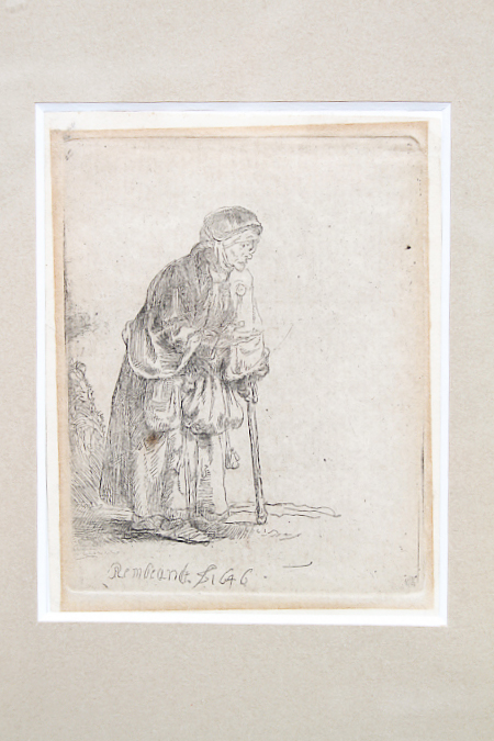 Rembrandt Etching "Beggar Woman Leaning on a Stick"