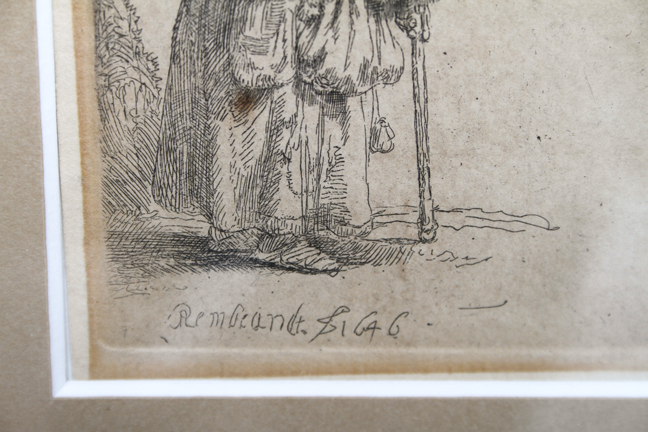 Rembrandt Etching "Beggar Woman Leaning on a Stick"