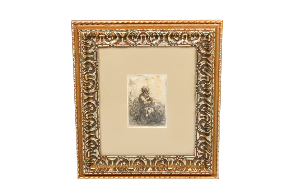 Rembrandt Etching "St. Jerome, Kneeling in Prayer"